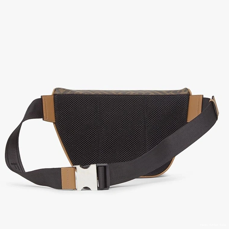 Cheap FF Brown Bag Black In Fendi Belt Motif Fabric 0730
